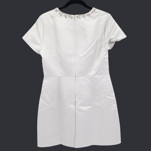 J. Crew Embellished Satin Dress Women 6 White Rich Auntie Core Event Holiday NWT - Picture 4 of 16